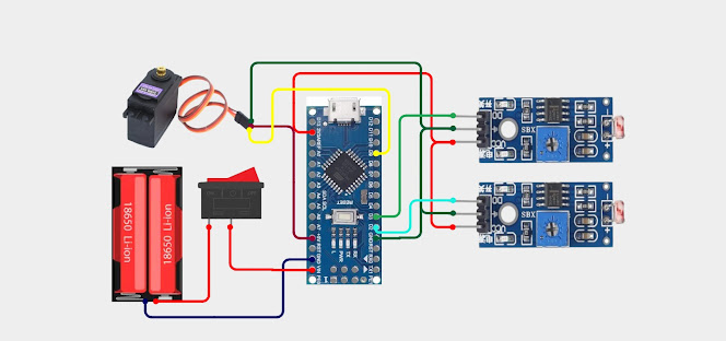 Circuit Diagram of solar tracking system project using Arduino
