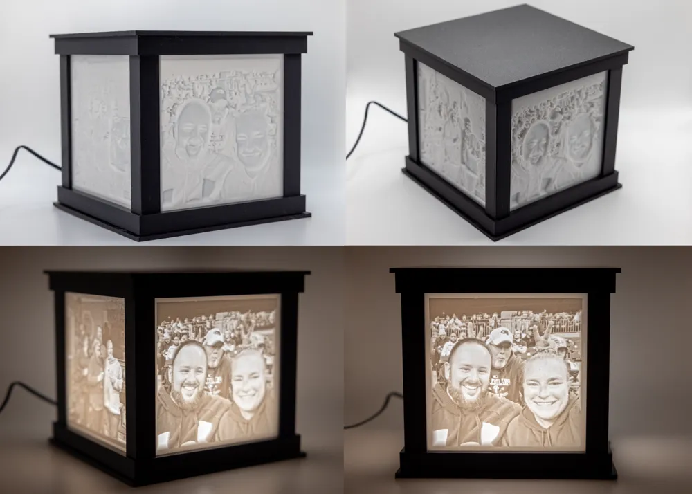 Custom 4-Sided Lithophane Lamp — 3D Photo Box
