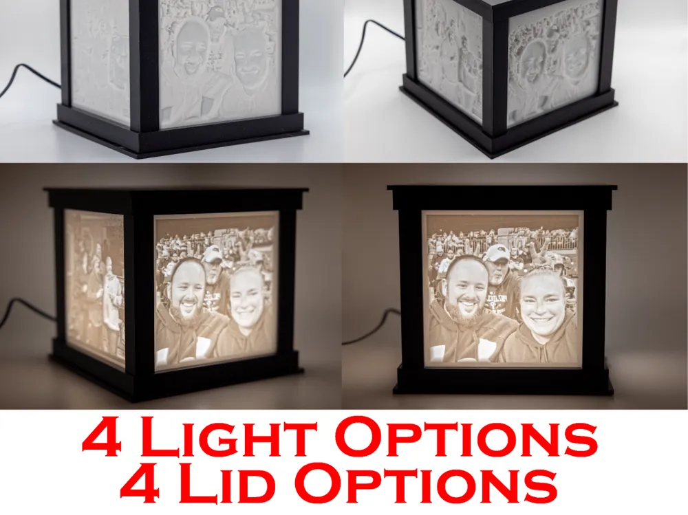 Custom 4-Sided Lithophane Lamp — 3D Photo Box